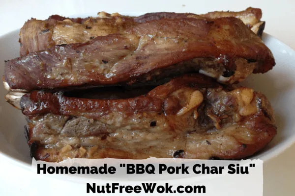 close up photo of Homemade BBQ Pork Charsiu recipe NutFreeWok.com