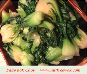 sauteed baby bok choy in a brown plate