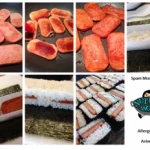 step by step collage on how to assemble spam musubi