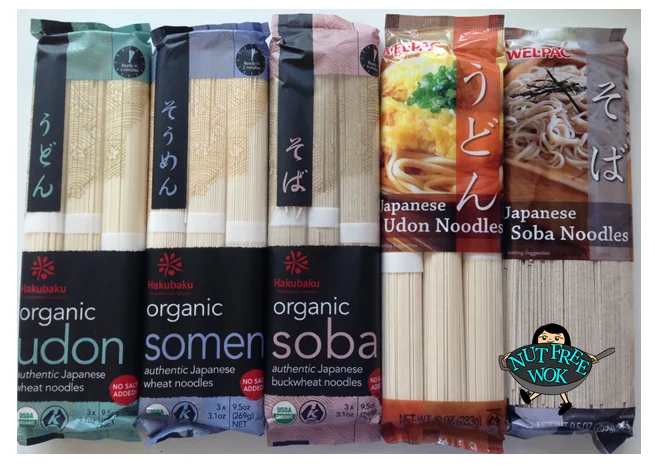 packages of dried Japanese noodle options