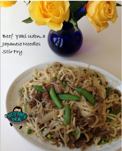 Beef Yaki Udon with Sweet Peas and Mung Bean Sprouts