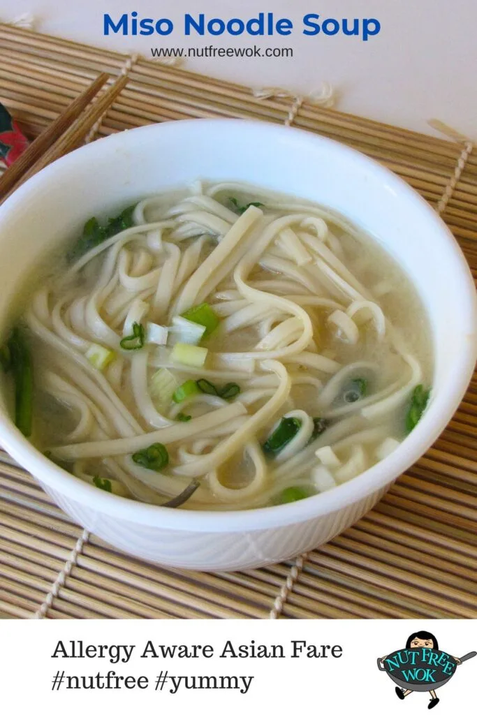 miso noodle soup in a white bowl