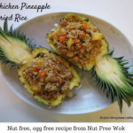 Chicken Pineapple Fried Rice served in carved out pineapple bowls make an impression. #nutfree #friedrice