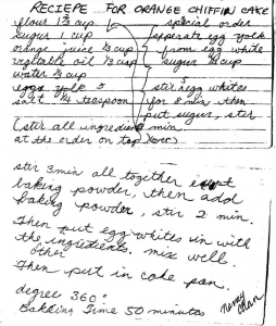 A scan of Nancy's recipe from the late '70s, early '80s