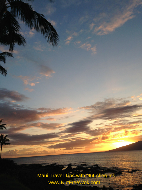 Maui Travel Tips with Nut allergies sunset Napili Bay