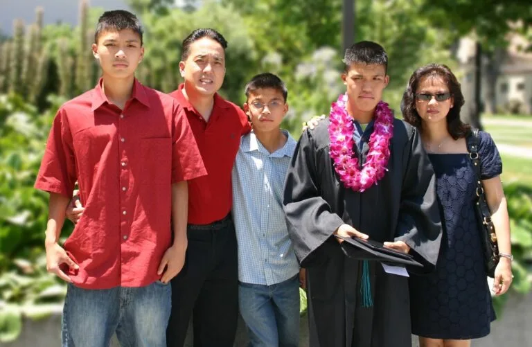 BJ Hom and his family at his graduation