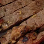 close up of sliced rib eye steaks