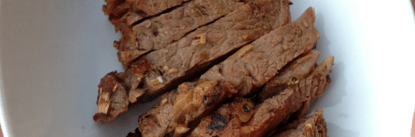 close up of sliced rib eye steaks