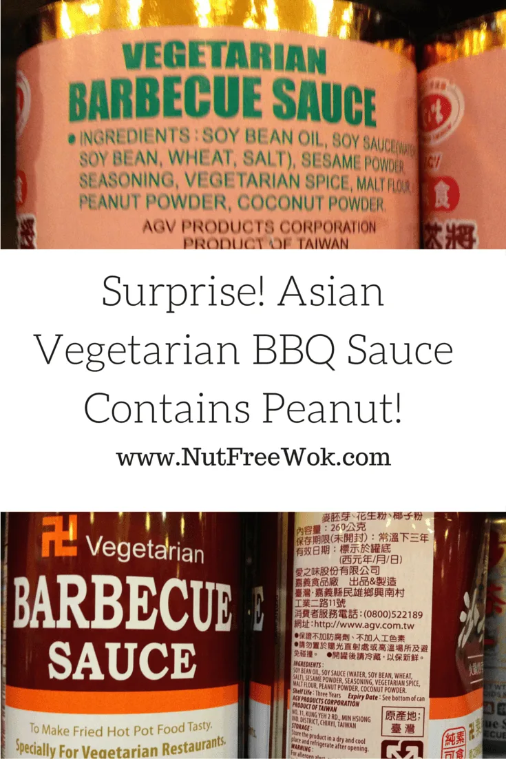 Collage of Asian vegetarian BBQ sauce ingredient labels