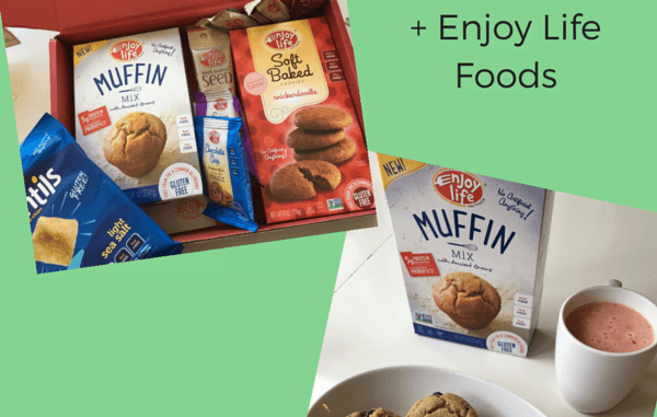 collage of snack box and a plate of muffins A Snack Box That Helps Others: Love With Food + Enjoy Life Foods