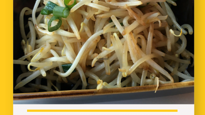 easy mung bean sprout in a brown square bowl