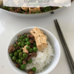 bowl of minced beef with tofu and peas