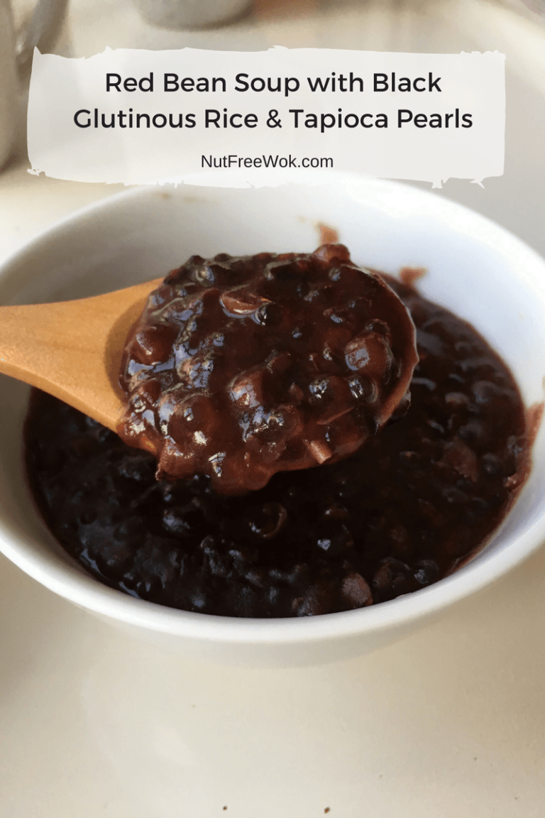 Red bean soup with glutinous black rice dessert nut free wok