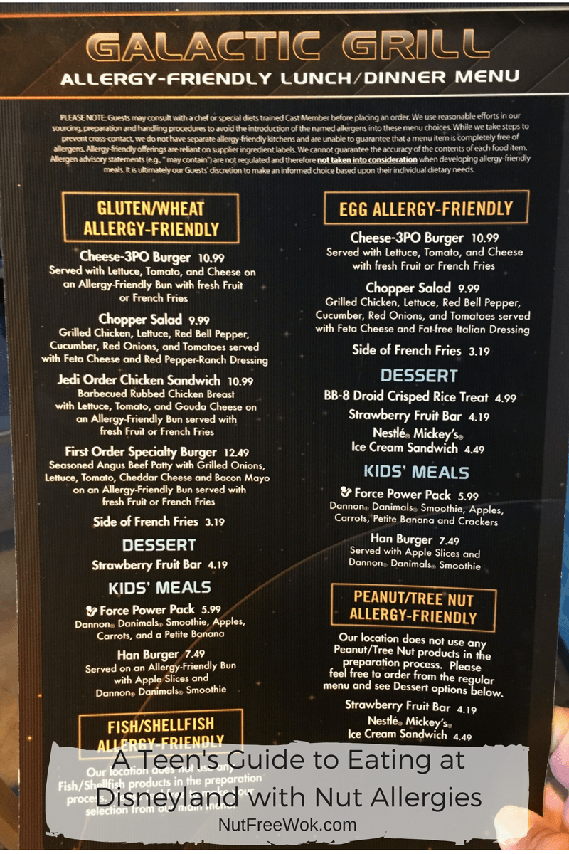 creams allergy menu