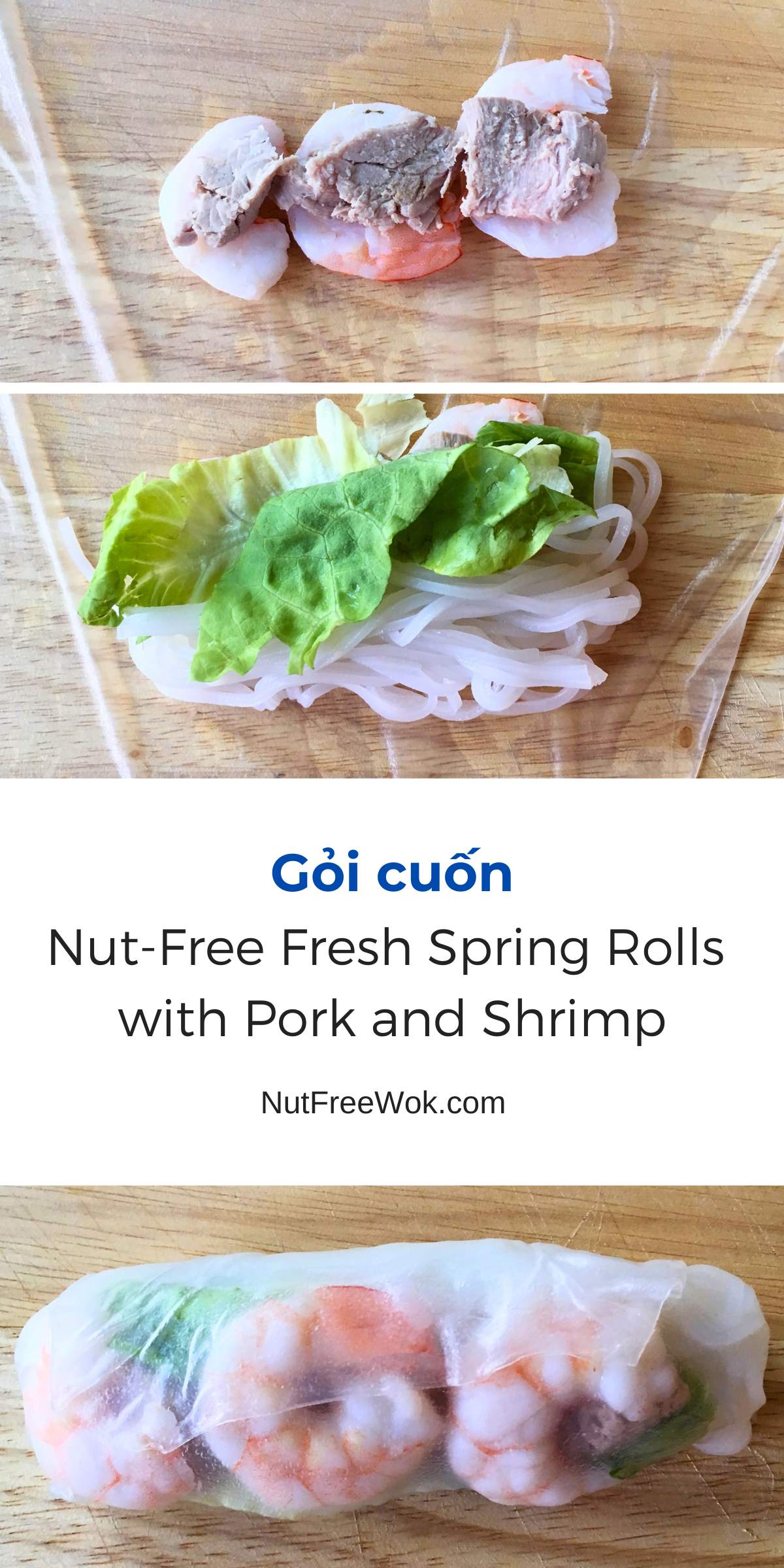 collage to show how to roll goi cuon