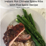 Instant Pot Chinese Spare Ribs plated with rice and asparagus