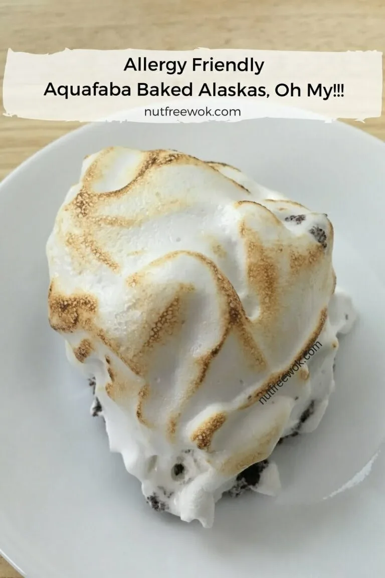 An allergy friendly aquafaba baked Alaska that has been browned with a kitchen torch that is ready to eat! #eggfree #nutfree