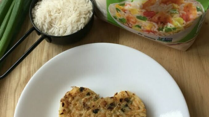 A bacon fried rice cake by Nut Free Wok