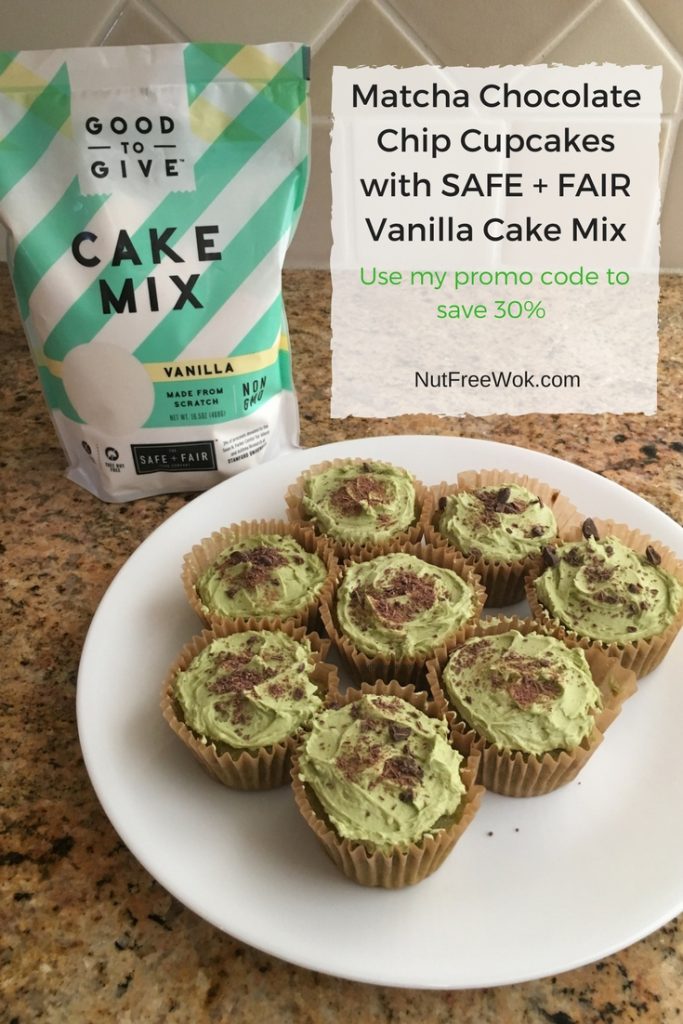 Matcha Chocolate Chip Cupcakes with a package of vanilla cake mix and promo code alert