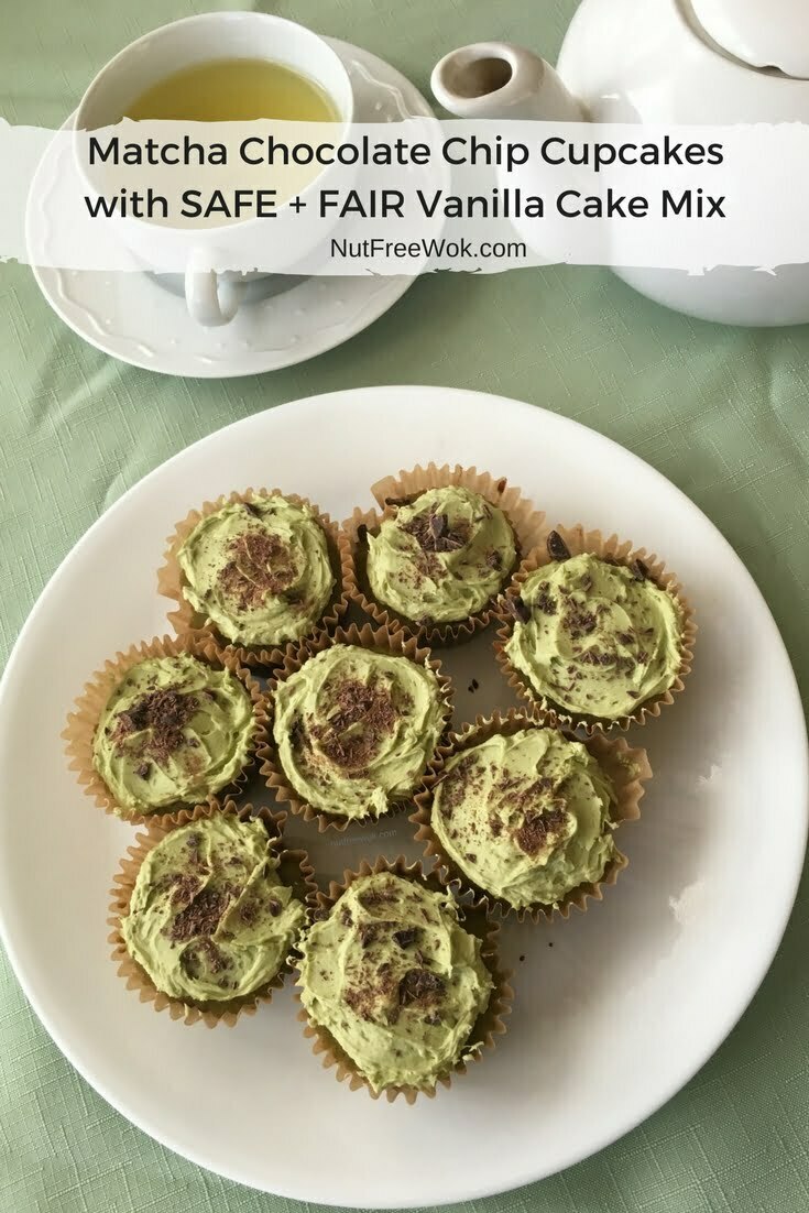 Matcha Chocolate Chip Cupcakes with SAFE + FAIR Vanilla Cake Mix