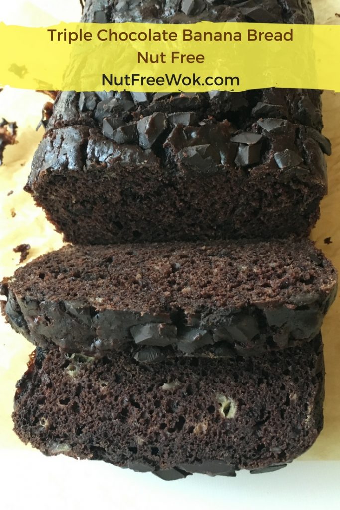 Slices of Triple Chocolate Banana Bread by NutFreeWok.com