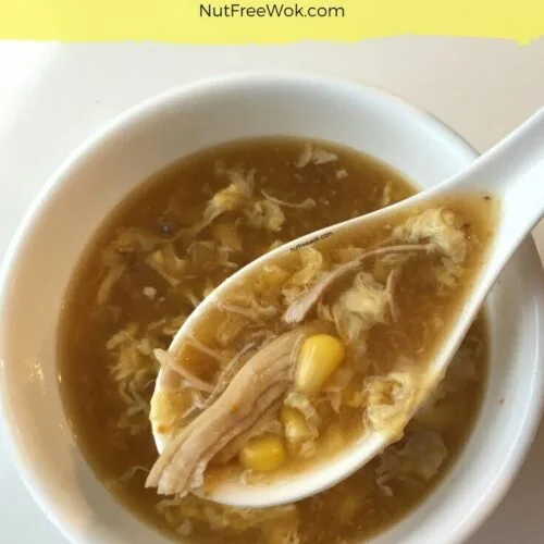 Instant Pot Chicken Corn Egg Drop Soup in a bowl