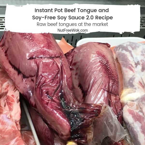 Raw beef tongues at the market