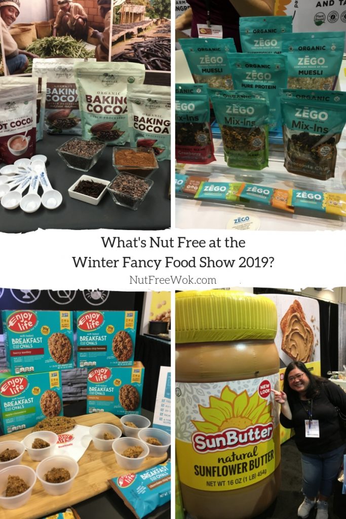 WFFS19 Nut free Rodelle cocoa, Zego's granola mix-ins, muesli, protein powder, Enjoy Life's breakfast ovals, and Sunbutter's new look.