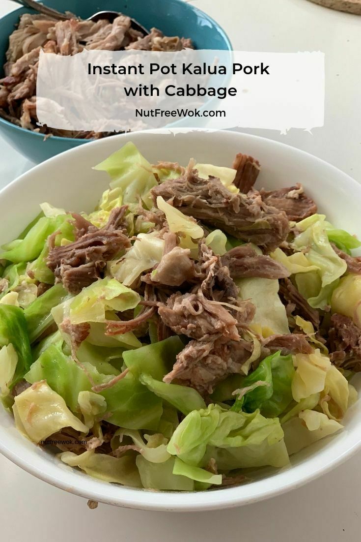 Instant Pot Kalua Pork with cabbage in a large serving bowl. 