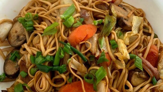 cooked yakisoba stir fry is ready to eat