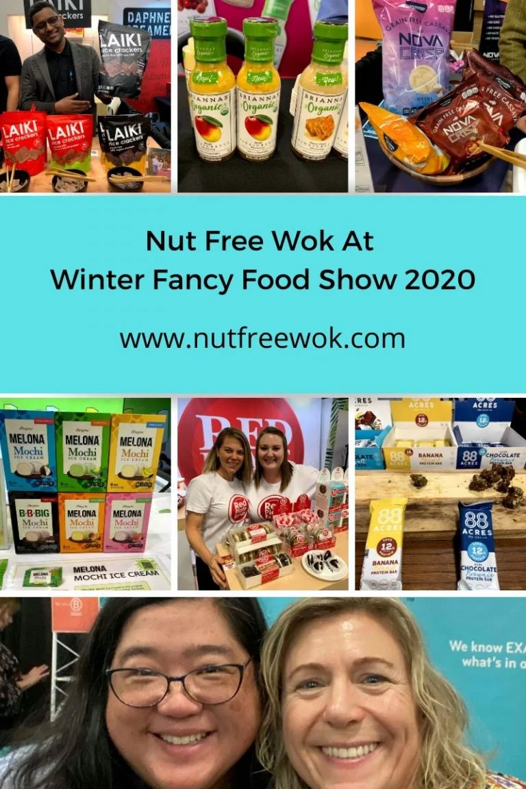 collage of Winter Fancy Food Show products and people: Laiki crackers, Briana's salad dressing, Nova Crisp, Melona Bars, bakery, 88 achres, Sharon Wong with Colleen Kavanaugh from Zego