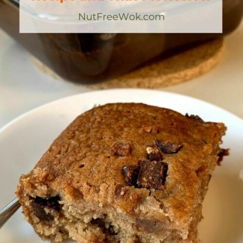 Apple pear spice cake serving on a plate