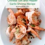 Stir fried shrimp in a white oval bowl