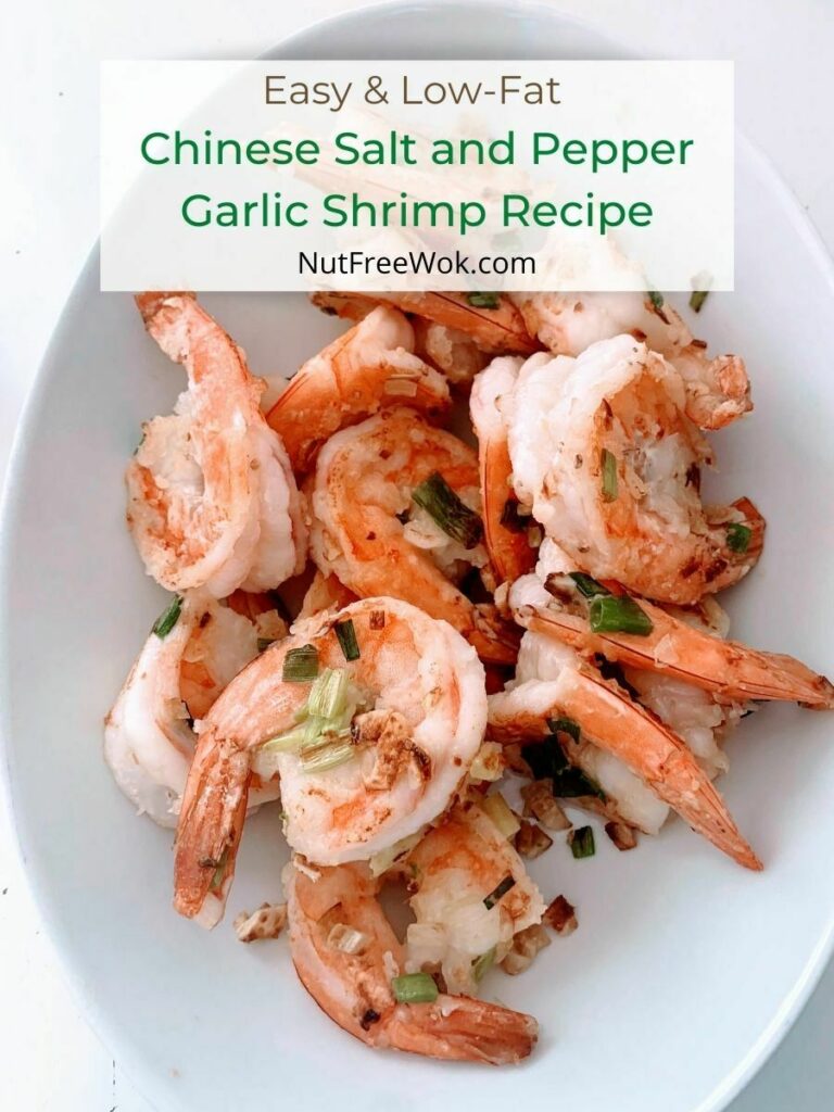 Stir fried shrimp in a white oval bowl