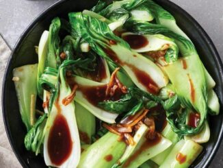 cooked baby bok choy in a serving bowl