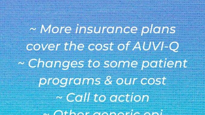 important and helpful Auvi-Q update in white letters on a blue ombre background with a summary of topics