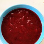 Instant Pot Cranberry Sauce in a blue bowl