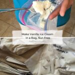 collage of vanilla ice cream in a bag