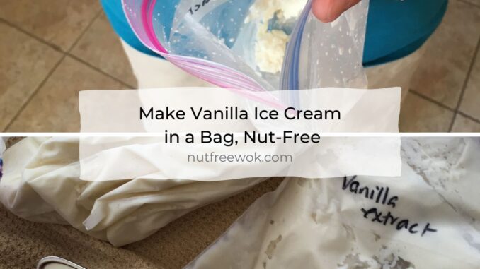 collage of vanilla ice cream in a bag