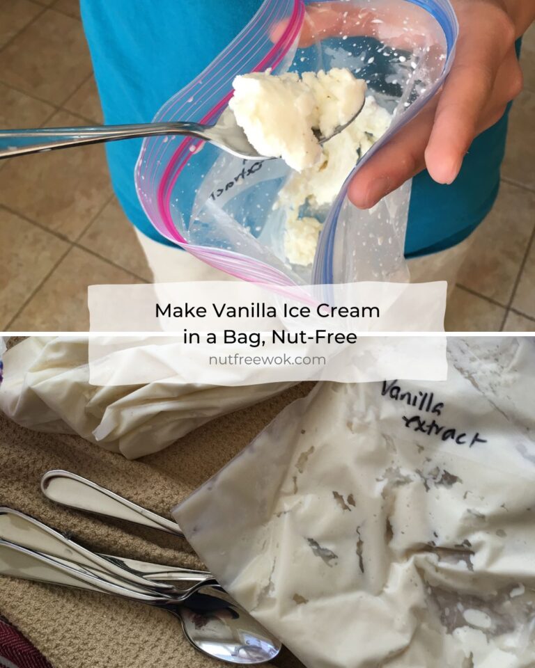 collage of vanilla ice cream in a bag