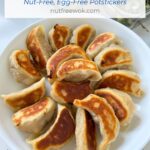 potstickers arranged in a circular design with the crispy bottoms up