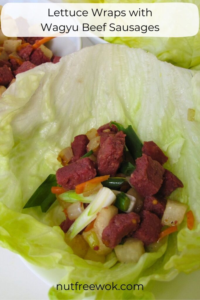 lettuce wraps with wagyu beef sausages