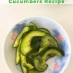 small dish of sweet pickled cucumbers