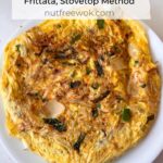 Mung Bean Sprouts and Herbs Frittata served on a white round plate