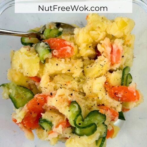 potato salad in a glass container