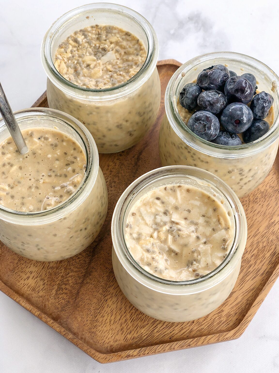 Dairy-Free Overnight Oats served in glass jars