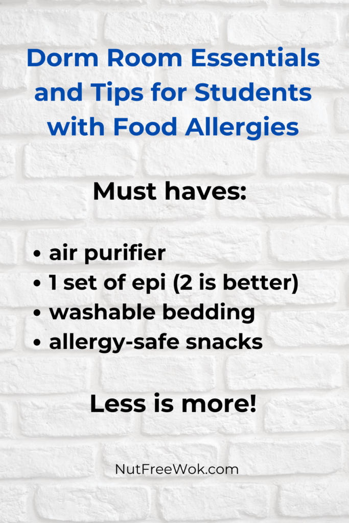 short list of essentials for students with food allergies living in dorms