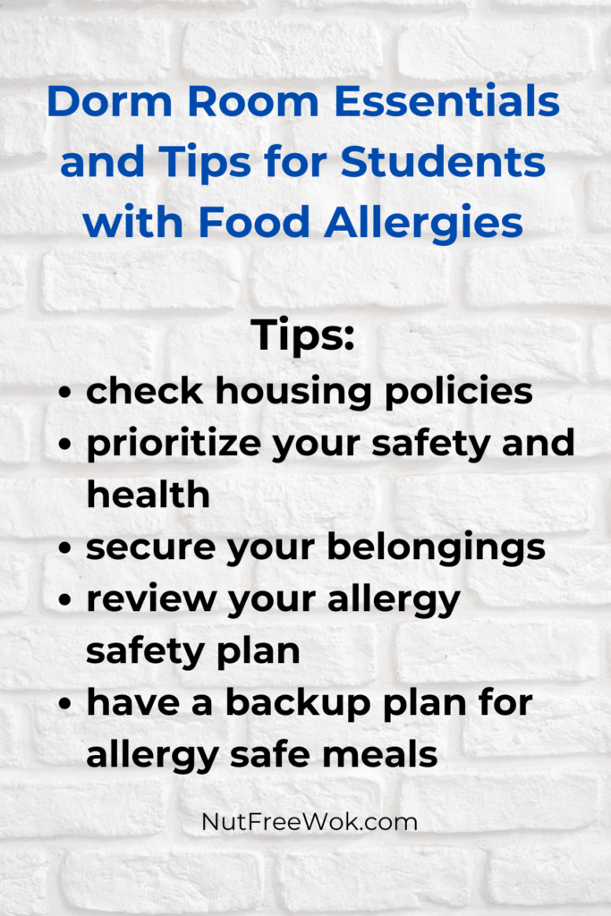 summary of dorm essential tips for students with food allergies