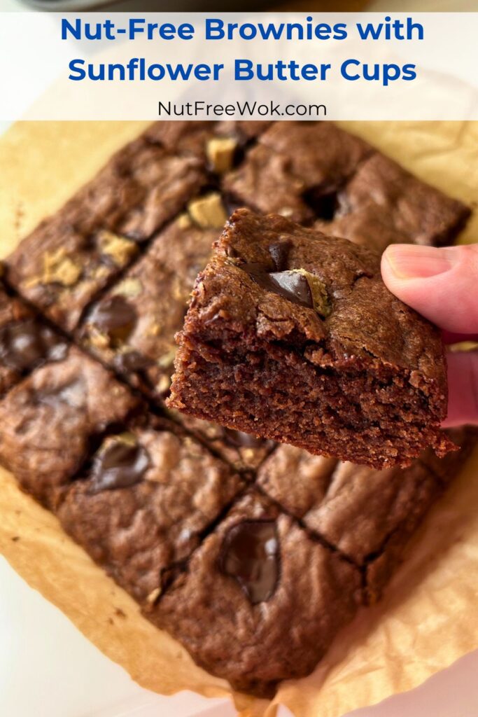 closeup of a cut piece of brownie over the rest of the brownies