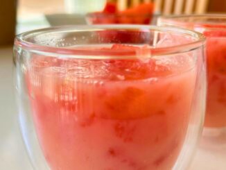 watermelon yakult drink in a glass